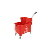 Red Heavy Duty Mobile 20L Kentucky Mop Bucket on Wheels with Wringer